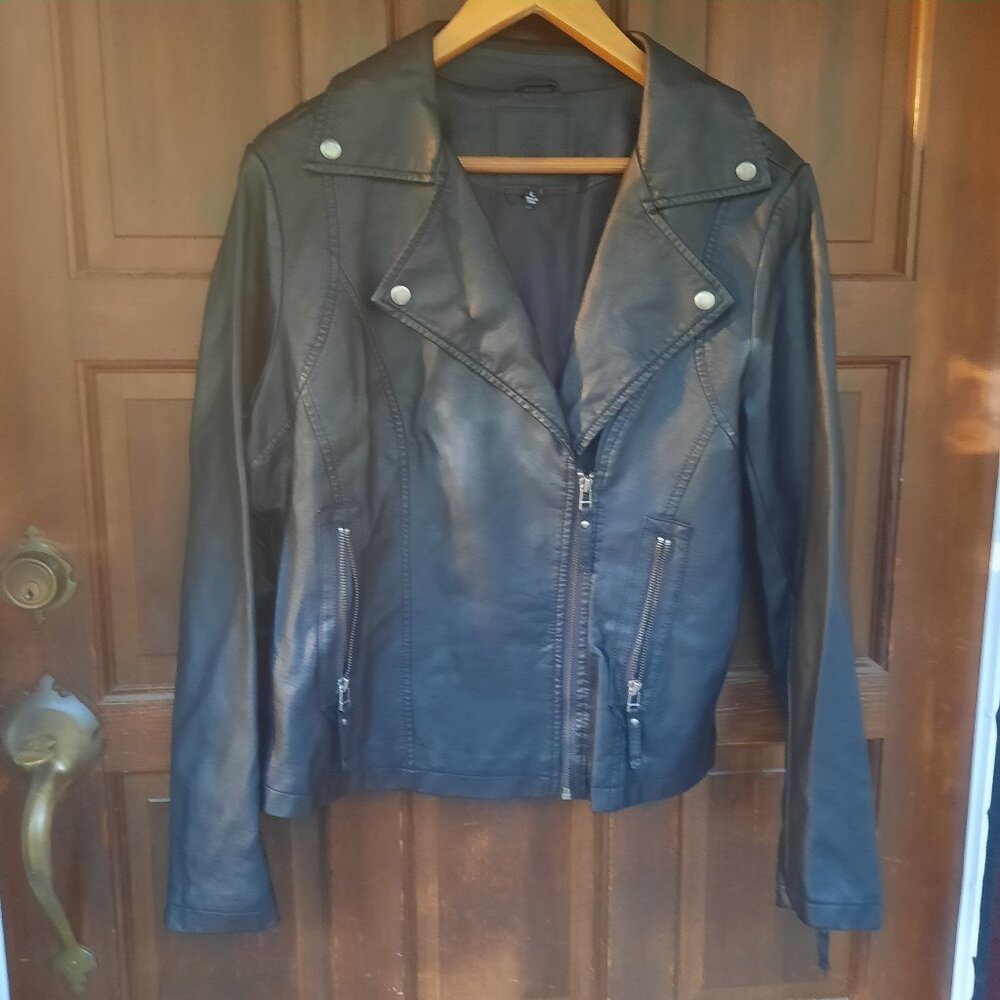 Max Studio Biker Jacket Vegan Leather Size Large